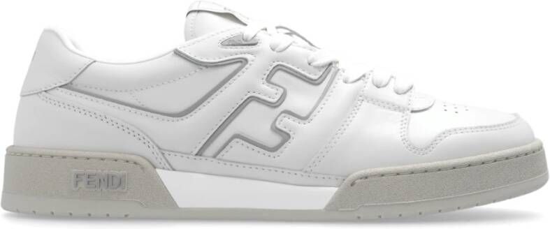 Fendi Witte Leren Sneakers met Grijze Details White Heren