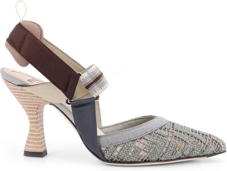 Fendi Mesh Slingback met FF Borduurwerk Blue Dames