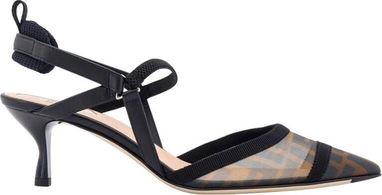 Fendi Mesh Slingback met FF Motif Brown Dames