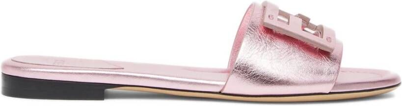 Fendi Metallic Pink Slides met Baguette Motif Pink Dames