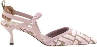 Fendi Monogram Kitten Heel Slingback Pumps Pink Dames