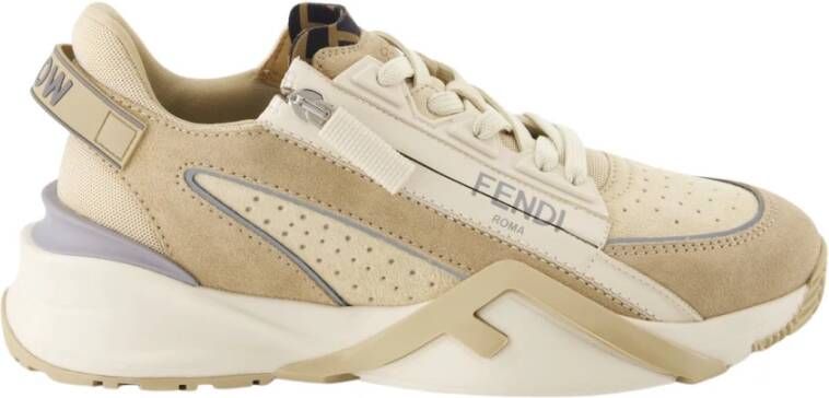 Fendi Stijlvolle Veterschoenen met Amandel Teen Beige Dames