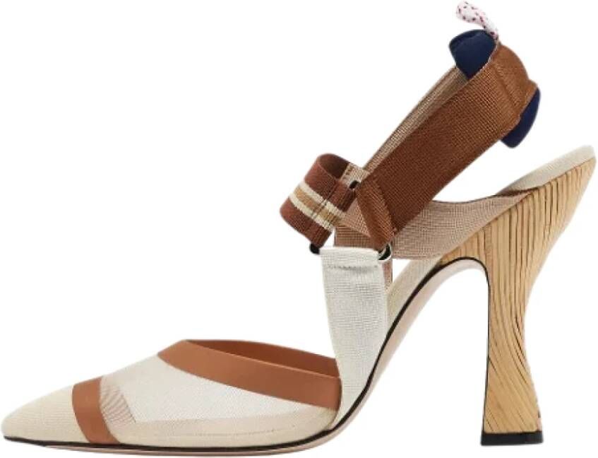 Fendi Vintage Pre-owned Canvas heels Beige Dames