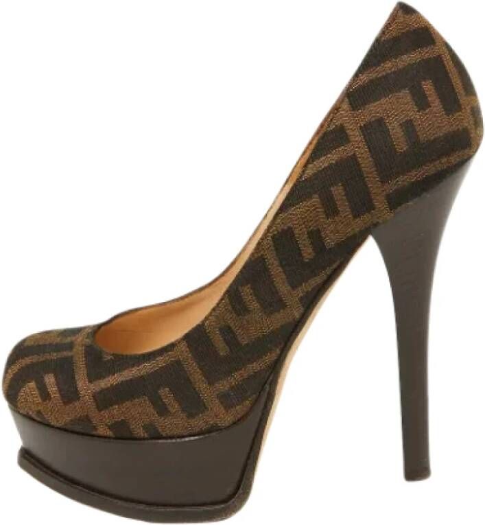 Fendi Vintage Pre-owned Canvas heels Brown Dames