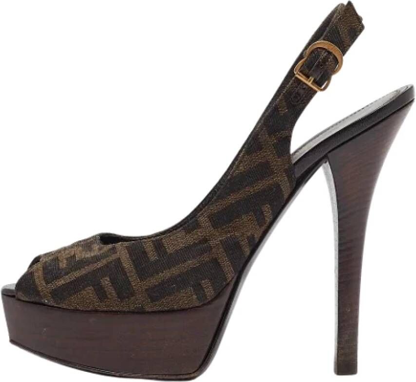 Fendi Vintage Pre-owned Canvas heels Brown Dames