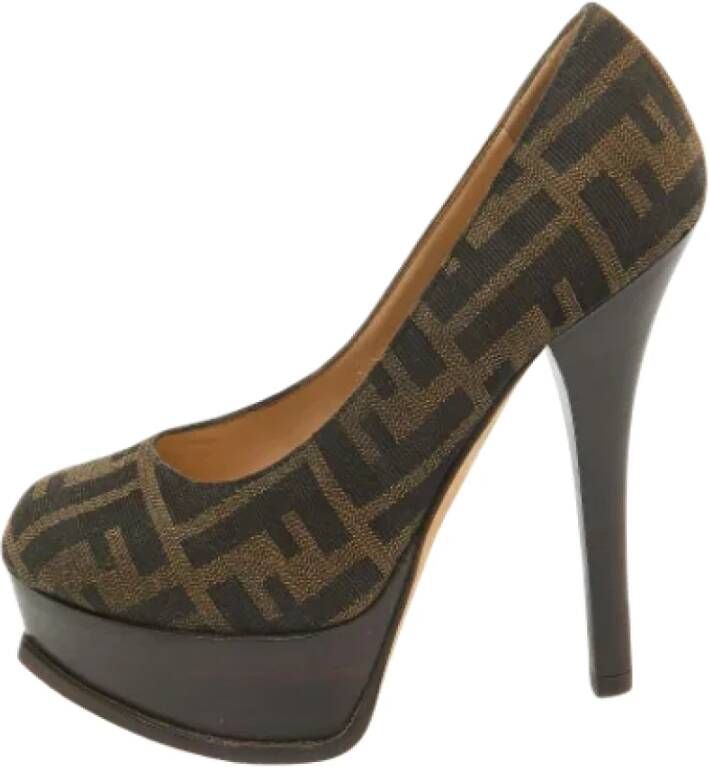 Fendi Vintage Pre-owned Canvas heels Brown Dames