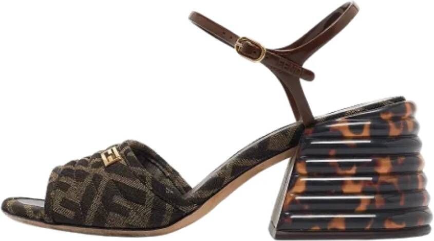 Fendi Vintage Pre-owned Canvas sandals Brown Dames