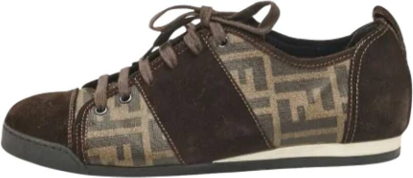 Fendi Vintage Pre-owned Canvas sneakers Brown Dames