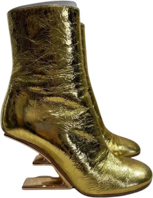 Fendi Vintage Pre-owned Leather boots Yellow Dames