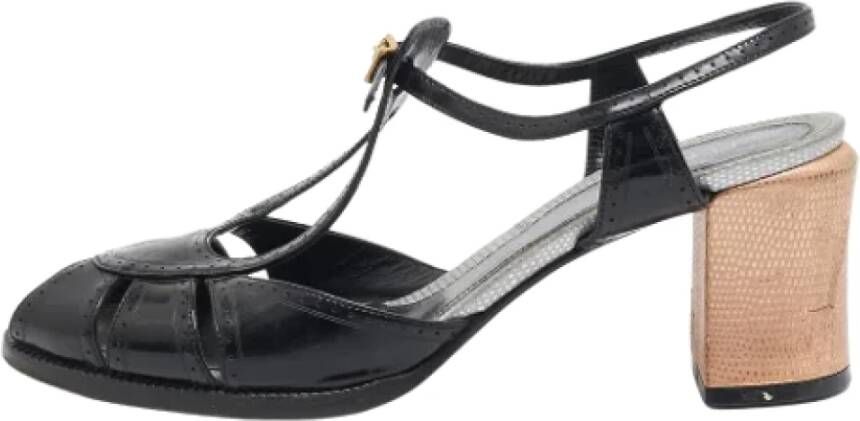 Fendi Vintage Pre-owned Leather sandals Black Dames