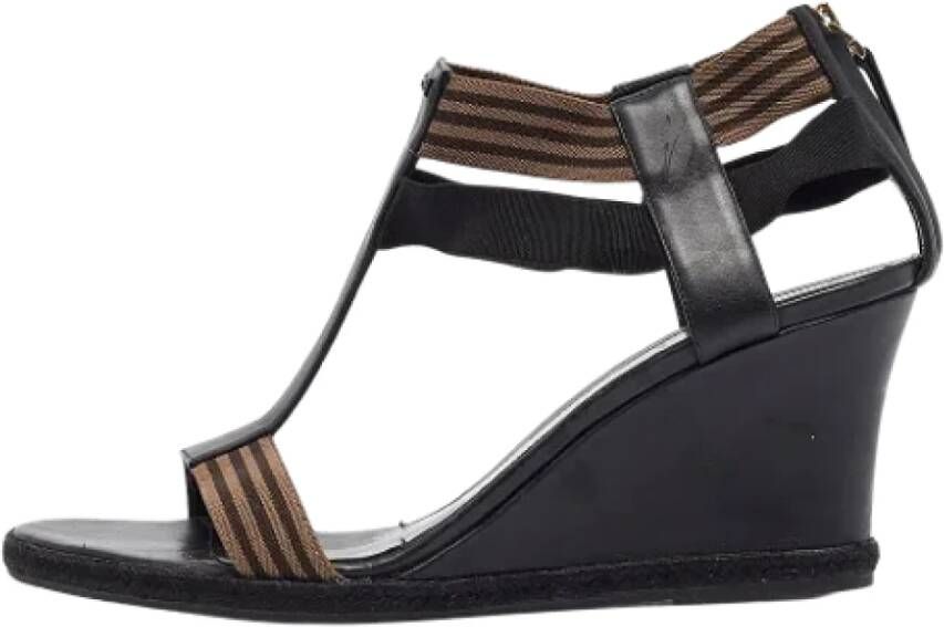 Fendi Vintage Pre-owned Leather sandals Black Dames