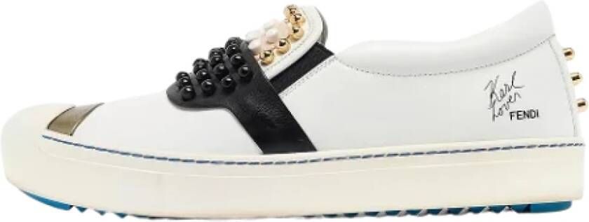 Fendi Vintage Pre-owned Leather sneakers White Dames