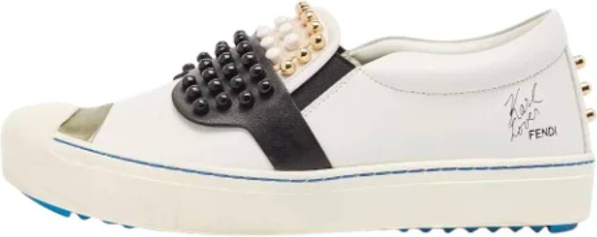 Fendi Vintage Pre-owned Leather sneakers White Dames