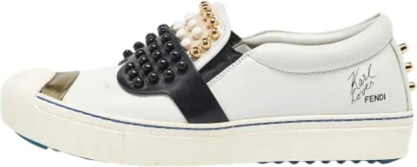 Fendi Vintage Pre-owned Leather sneakers White Dames