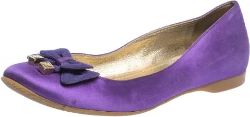 Fendi Vintage Pre-owned Satin flats Purple Dames