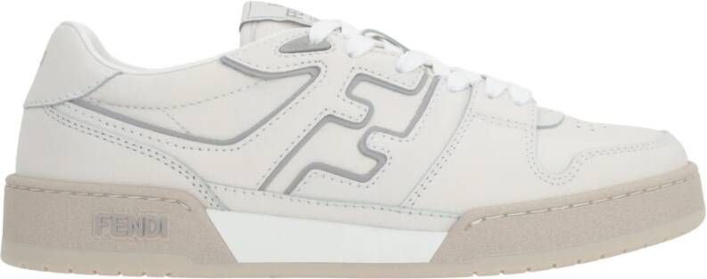 Fendi Witte lage leren sneakers met grijze accenten Beige Heren