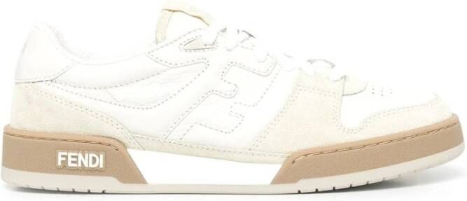 Fendi Beige Suède en Leren Veterschoenen Beige Heren