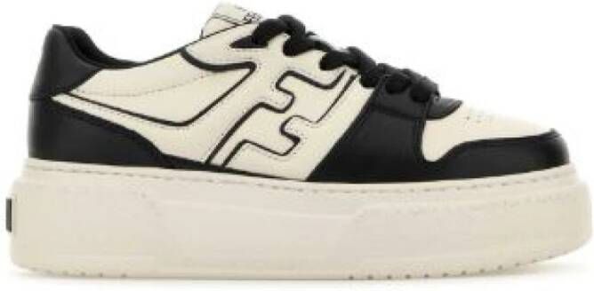 Fendi Zwart Beige Sneaker Kalf Rubber Black Dames