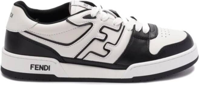 Fendi Zwart en wit leren sneakers met FF motief Black Heren