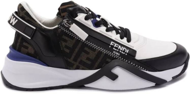 Fendi Zwarte Leren Flow Vitello+Tessut Handtas Black Heren