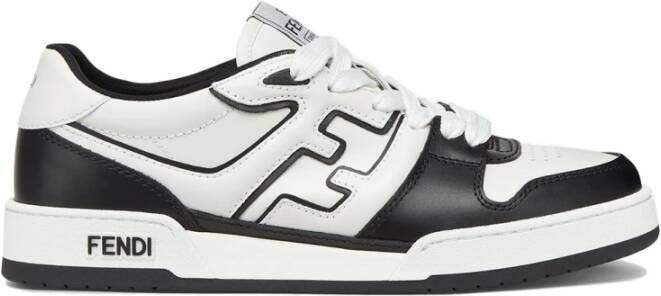 Fendi Zwarte Leren Sneakers met Witte Details Black Heren