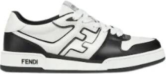 Fendi Zwarte leren vetersneakers Black Heren