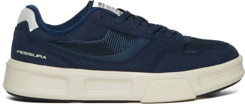 Fessura Blauwe stoffen en leren sneakers Blue Heren