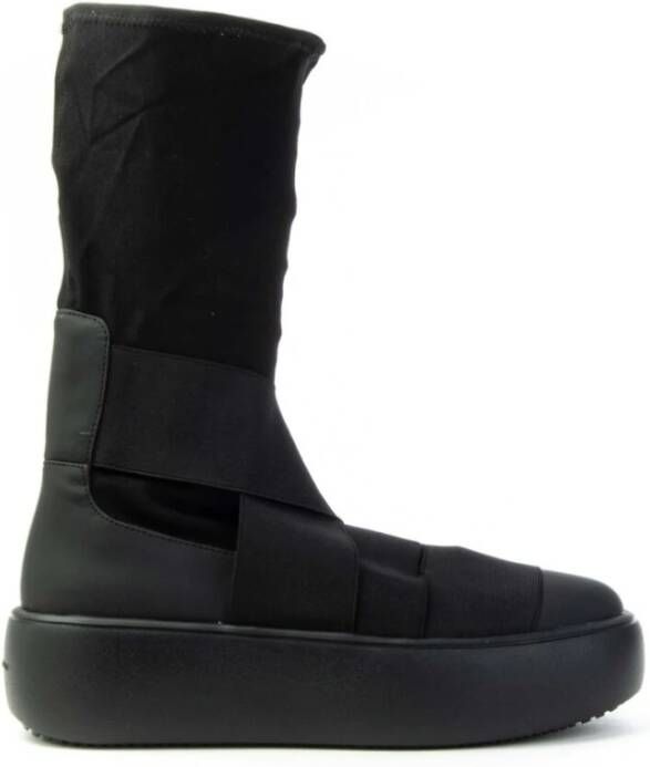 Fessura Zwarte Midmask Sneaker met Flyknit Bovenwerk Black Dames