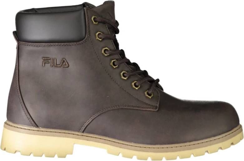 Fila Bruine Herenlaars Vetersluiting Geborduurd Brown Heren