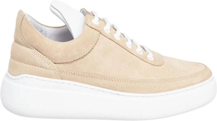 Filling Pieces Beige Suède Sleehak Sneakers Beige Dames