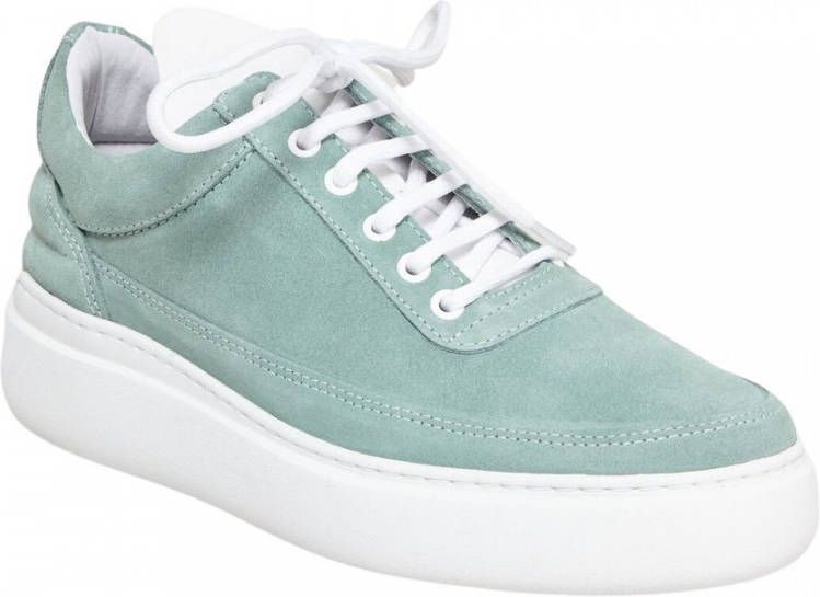 Filling Pieces Poederblauwe Suède Sleehak Sneakers Green Dames