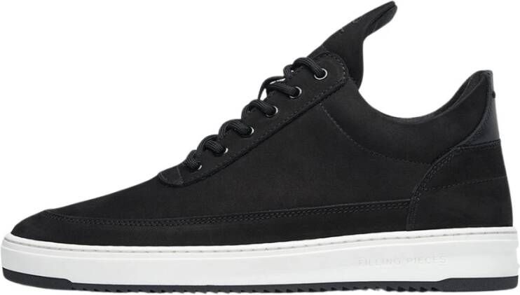 Filling Pieces Iconische Low Top Sneaker met Nubuckleren Bovenwerk Black Heren