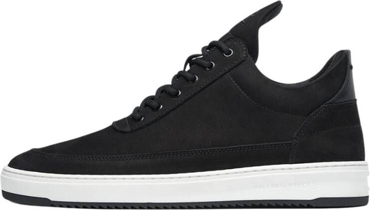 Filling Pieces Iconische Low Top Sneaker met Nubuckleren Bovenwerk Black Heren