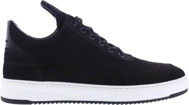 Filling Pieces Iconische Low Top Sneaker met Nubuckleren Bovenwerk Black Heren