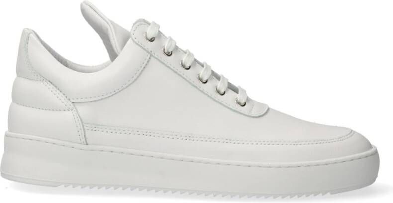 Filling Pieces Witte leren sneakers met geribbelde rubberen zool White Heren