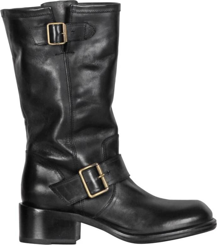 Fiorentini+Baker Luxe Leren Hoge Laarzen met Ronde Neus en Zijrits Black Dames