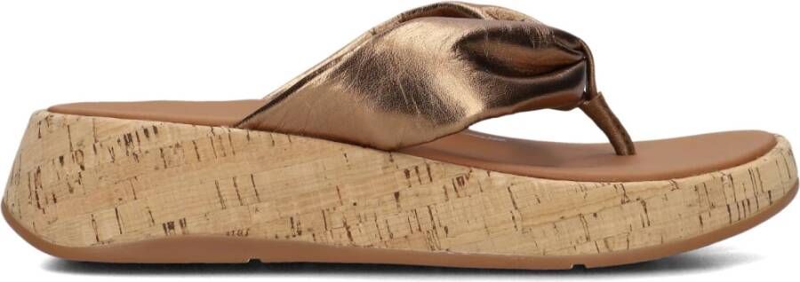 FitFlop Bronzen Leren Slippers voor Dames Brown Dames