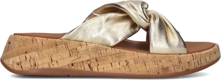 FitFlop Gouden Leren Knoop Slippers Yellow Dames