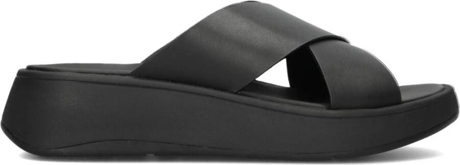 FitFlop Zwarte Leren Kruisband Slippers Black Dames