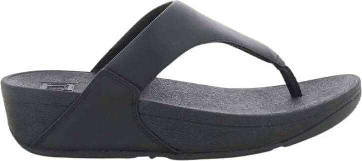 FitFlop Zwarte Leren Teenslippers Black Dames