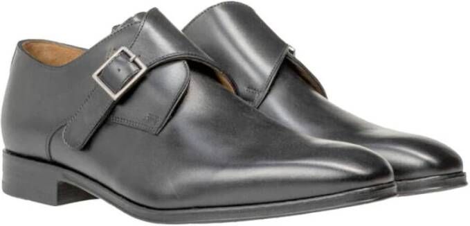 Floris van Bommel Elegante Zwarte Leren Veterschoenen Black Heren