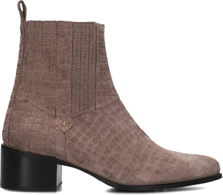 Floris van Bommel Evi 01.12 Enkellaarzen Taupe Suède Beige Dames