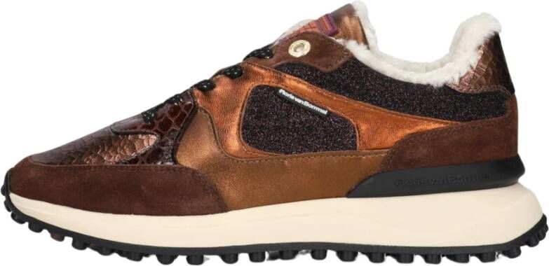 Floris van Bommel Noppi Lage Sneakers Dames Bruin Brown Dames