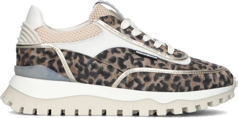 Floris van Bommel Taupe Animal Print Sneakers Multicolor Dames