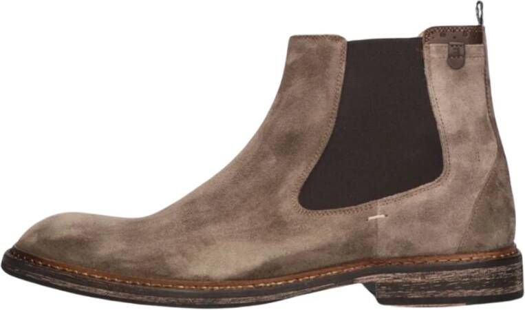 Floris van Bommel Taupe Chelsea Boot met Uniek Design Beige Heren