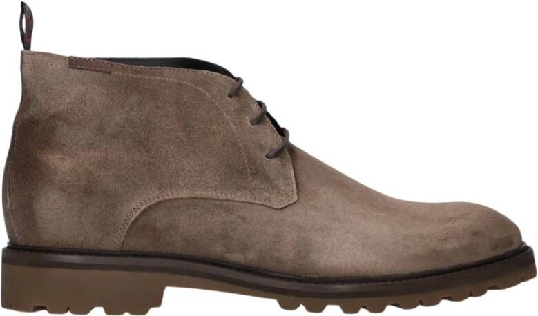 Floris van Bommel Taupe Suède Veterschoenen Beige Heren