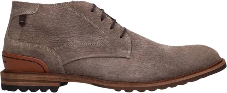 Floris van Bommel Taupe Suède Veterschoenen Brown Heren