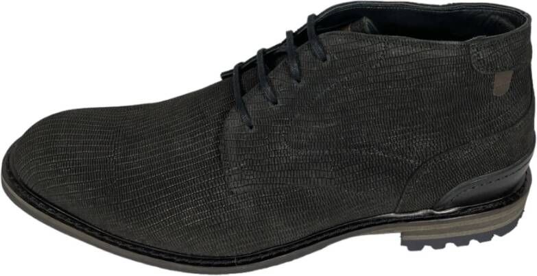 Van Bommel Casual leren schoenen Croco Zwart Black Heren