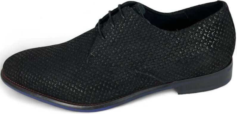 Van Bommel Elegante Business Veterschoenen Reptielpatroon Black Heren