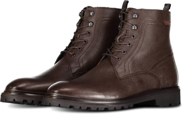 Van Bommel Winter Veterschoenen met Lamsvacht Voering Brown Heren